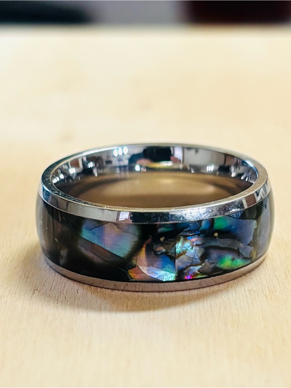 Aloha Blue Abalone Stainless Steel Ring Size 9